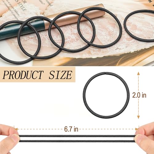 100PCS Black Hair Ties for Thick Hair - No Damage Elastic Bands