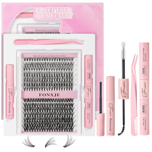 DIY Lash Clusters Kit for At-Home Eyelash Extensions | 280 Cluster Lashes (9mm-16mm) with Lash Glue, Bond Sealer & Tweezers | Reusable Cluster Lash Extension Kit for Natural Volume(30D+40D)