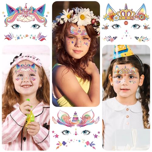 Face Temporary Tattoos for Girls - 15 Sheets Party Pack