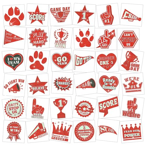 Red Team Spirit Temporary Tattoos, 180 Pcs 36 Styles