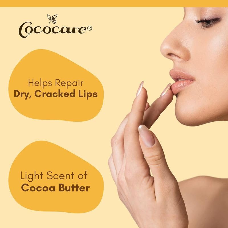 Cococare Cocoa Butter Lip Balm - The Little Yellow Stick - Conditions & Protects Lips with Hydrating Formula - Light Scent of Cocoa Butter - 0.15oz (10 Sticks)