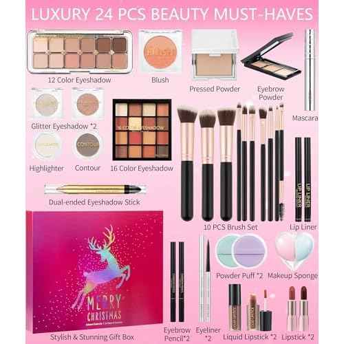 Makeup Advent Calendar 2025, 24 Days Advent Beauty Calendar for Adults Women Teen Girl Gifts Trendy Stuff Christmas Countdown Calendars Holiday Surprise Gift for Mom Wife Girlfriend Friends Her Sister