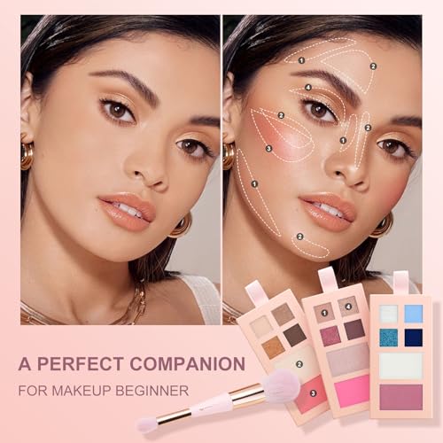 Color Nymph Makeup Palette Set - 12 Colors Eyeshadow, Blush & Brush Kit