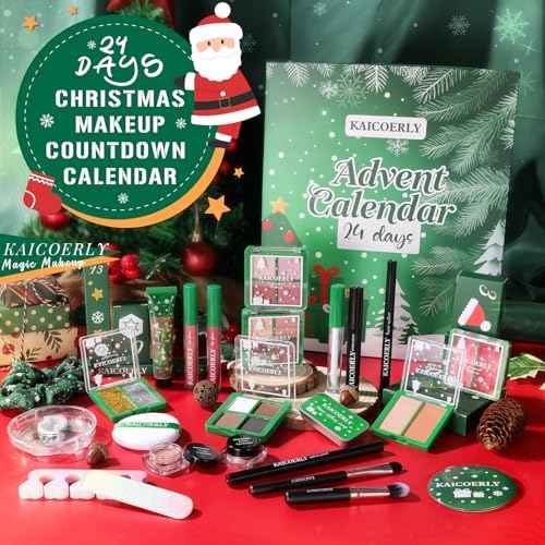 Makeup Advent Calendar 2025,24 Days Christmas Advent Calendar for Teen Girls,2025 Xmas Countdown Calendar Make Up Sets for Christmas Party Festival with Mascara Eyeshadow Lipstick Blush Eyebrow Soap
