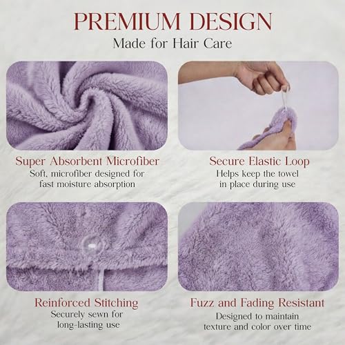 3 Pack Microfiber Hair Towel Wrap with Button, 26x10 Inch