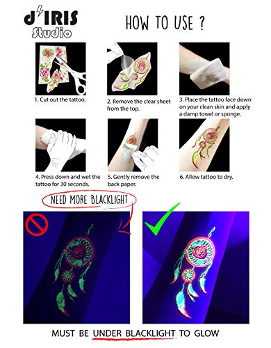 UV Glow Temporary Tattoos for Blacklight Parties
