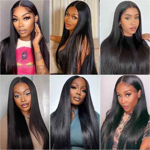 Straight Bundles Human Hair 16 18 20 22 Inch 100% Unprocessed Brazilian Virgin Hair 4 Bundles Human Hair Trippy Hair Weave Bundle Extension for Black Women Natural Color