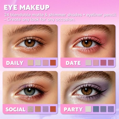 Color Nymph Purple Makeup Kit for Teens Girls Beginners Travel Set