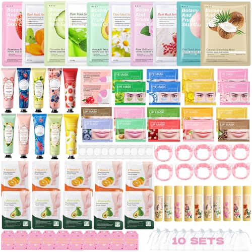 100PCS Spa Party Supplies for Women, Party Favors,Facial Masks,Under Eye Patches,Hand Cream, Lip mask,Foot Masks,Hair Band Organza Bags,Skin Care Set,Gifts for Women Holiday Birthday Home Spa Day Kit