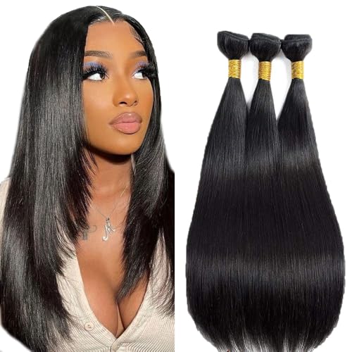G1B Black 14-18 Inch Brazilian Virgin Human Hair Bundles - 3 Pack