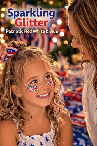 4th of July Red White & Blue Glitter Stick – Self-Adhesive Body Glitter
