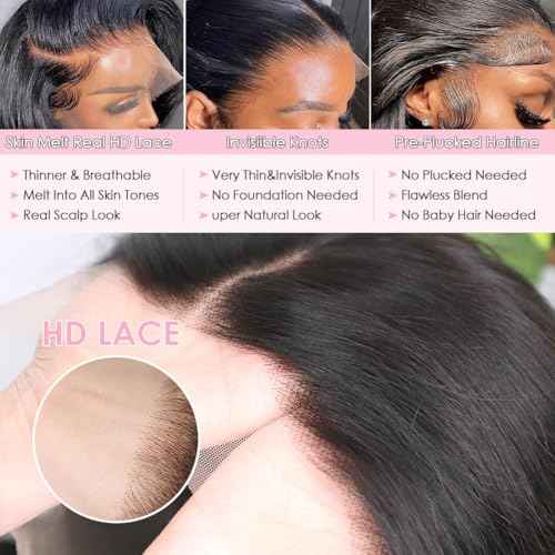 13x6 Body Wave Lace Front Wigs Human Hair Pre Plucked Bleached Knots 180 Density 24 Inch HD Frontal Wigs Human Hair For Women With Baby Hair