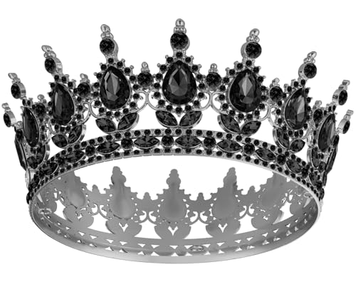 Black Queen Crown Tiara with Rhinestones