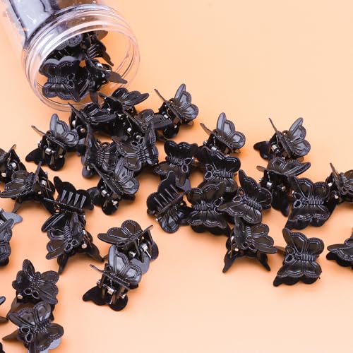 60PCS Mini Black Butterfly Hair Clips with Storage Box - Y2K Accessories