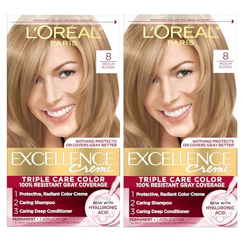 L'Oreal Paris Excellence Crème Hair Color Kit 8 Medium Blonde - Pack of 2