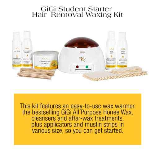 GiGi Student Starter Waxing Kit - All-Purpose Honee Hair Removal Wax Kit with Wax Warmer, Pre & Post Care, Muslin Strips, and Applicators - At-Home & Salon Use for Face, Body, Arms, and Legs