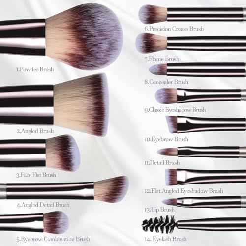 Travel Makeup Brush Set BS-MALL 14 Pcs with 1 Pcs Makeup Sponge ? Essential Foundation Powder Concealers, Eye Shadows, Blush Makeup Brushes with Travel Makeup Case (Champagne)