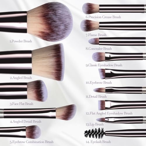 14-Piece Makeup Brush Set with Leather Travel Case