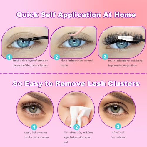DAODER Cluster Lashes 640pcs Wispy D Curl 9-13mm Eyelash Extension