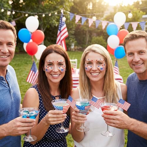 Patriotic Face Gem Stickers 8 Sheets 4th of July