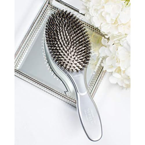 Olivia Garden Ceramic + Ion Supreme Styler Cushion Paddle Brush - Boar & Ionic for Shine, Frizz Control & Smoother Hair