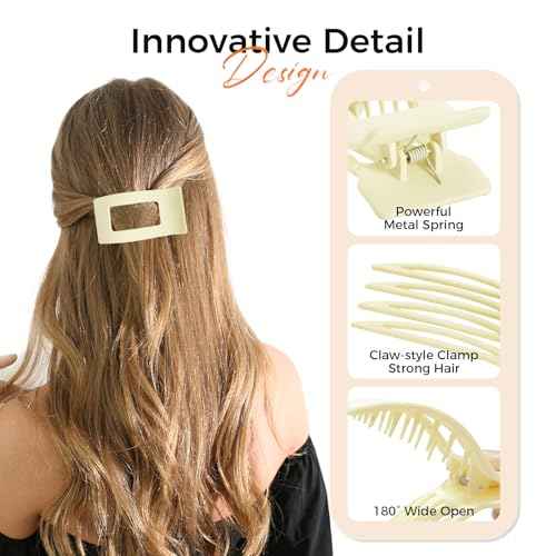 8 Pack Hair Clips for Women and Girls, Matte Non-Slip Large Claw Clips, Strong Hold for Hair Accessories, Multi-functional without Pressure Marks French Barrette Hairclips for Thick&Thin Hair