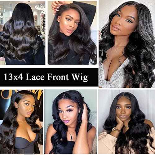 13x4 Body Wave Lace Front Wigs Human Hair Wigs for Black Women 24 Inch Pre Plucked Bleached Knots with Baby Hair 150% Density 10A Unprocessed Virgin Human Hair Wigs Natural Color Body Wave Wigs