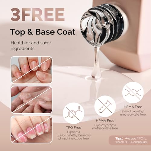 MelodySusie HEMA-Free Gel Top and Base Coat Set - No Wipe Shine, 15ml