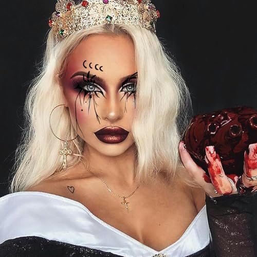10 sheets Halloween Temporary Face Tattoo Stickers Horror Spider Heart Scar Women Adults Makeup Art Decorations Accessories Day of The Dead Party Props