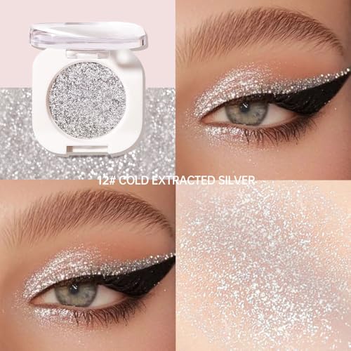 Silver Glitter Eyeshadow - Metallic Single Shadow Makeup