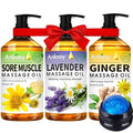 ANKOOY 3 Pack Massage Oil Set with Arnica Lavender Ginger for Relaxation & Lymphatic Drainage