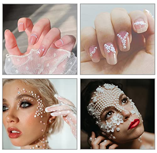 White Pearl Face Stickers 4 Sheets - 2800 Self-Adhesive Gems