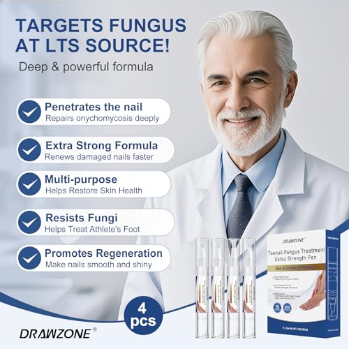 Drawzone Extra Strength Toenail Fungal Treatment Pen 4 Pack - 25% Undecylenic Acid, Ingrown Nail Care