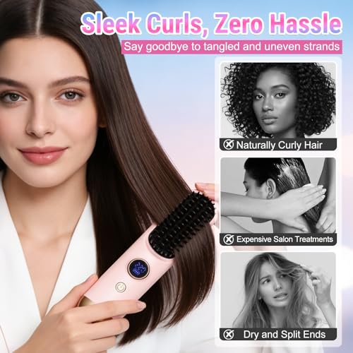 Cordless Hair Straightener Brush for Short Hair - Baysea Mini