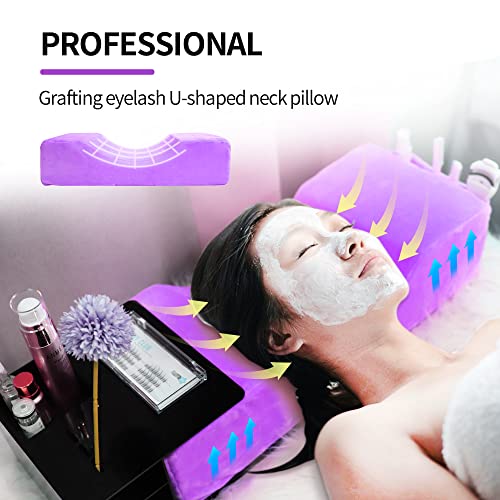 MNpartnery Beauty Salon Eyelash Extension Neck Pillow - Comfortable Velvet Beauty Memory Foam Pillow,to Protect The Neck When Used for Lash Extension Grafting Make Up (Purple)