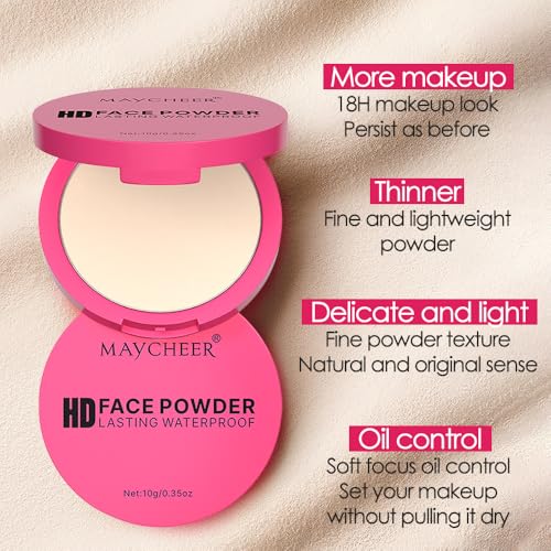 Pressed Powder Compact 6 Colors, Oil Control & Brightening Face Makeup