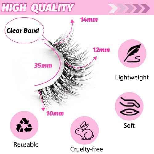 Veleasha Lashes Wispy False Eyelashes 100% Handmade Eyelashes Natural Look Fake Lashes Lightweight Lashes with Soft Clear Band 5 Pairs Pack (G2)