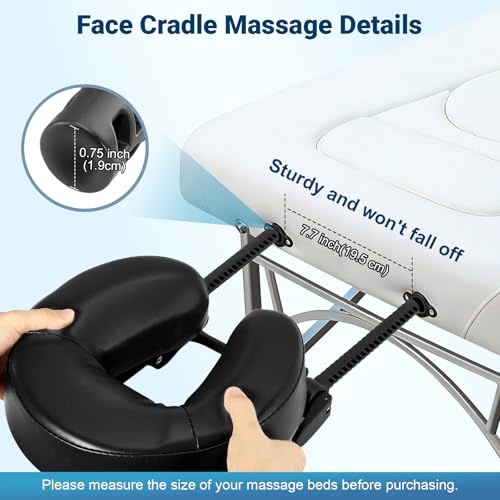 Face Down Tabletop Massage Kit, Adjustable Massage Headrest Face Cradle with Hand Rest Pad Universal Table Face Pillow for Office Desk & Spa Table Bed, Portable Ergonomic - Black