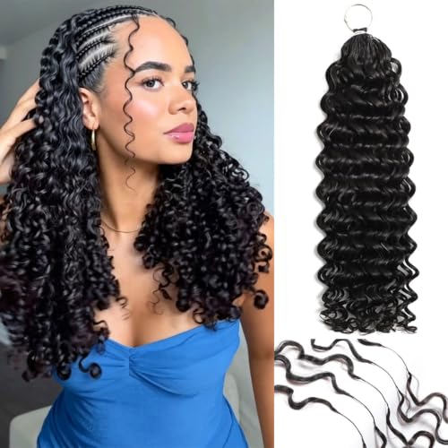 Delizzly 1B# 20 Inch 60g Water Wave Human Crochet Hair Extensions for Black Women