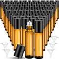 96 Pack 10ml Amber Glass Roller Bottles with Stainless Steel Balls