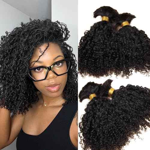 Afro Kinky Bulk Human Braiding Hair 100% Unprocessed Brazilian Virgin Human Hair Extensions Micro Kinky Curly Braids Hair Braids Double Drown Full End Bulk Hair 18 Inch 100g