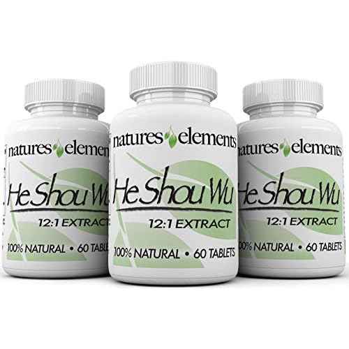 He Shou Wu ? 3 Pack ? 12:1 High-Potency Prepared Fo-Ti Root Extract ? 1000mg per Serving ? 180 Tablets ? Traditional Chinese Herb for Hair Growth & Gray Hair ? Non-GMO, Gluten-Free
