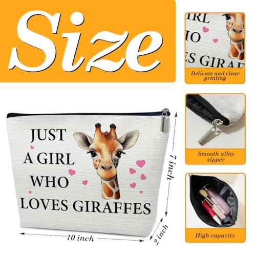 Giraffe Decor Makeup Bag, Gifts For Women, Just A Girl Who Loves Giraffe, Birthday Christmas Graduation Friendship Gifts For Animal Lovers Her Friends