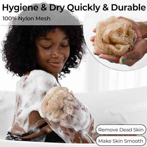 African Net Sponge Authentic with Knots - Afroscrub Exfoliating Net Sponge for Body Scrubber Exfoliator - Real African Bath Back Scrubber Washcloth Travel Protable and Dry Quickly