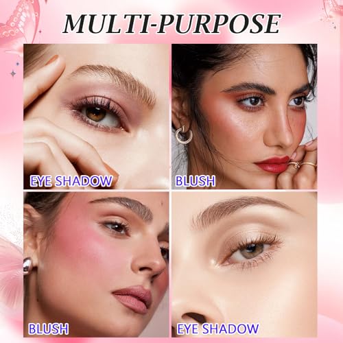 4-Color Cream Blush Palette - Matte & Long-Lasting Cheek
