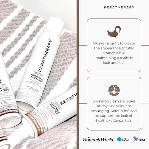 Keratherapy Keratin Infused Perfect Match Fiber Hair Thickener Spray, Medium Brown, 4 fl. oz., 140 ml - Volumizing, Thickening, & Concealing Hairspray for Scalp Coverage, Roots & Thinning Areas