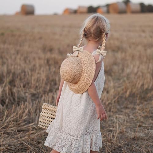 Baby Girls Hair Ties with Linen Bows – 20 Pcs No-Damage Elastic Nylon Ponytail Holders