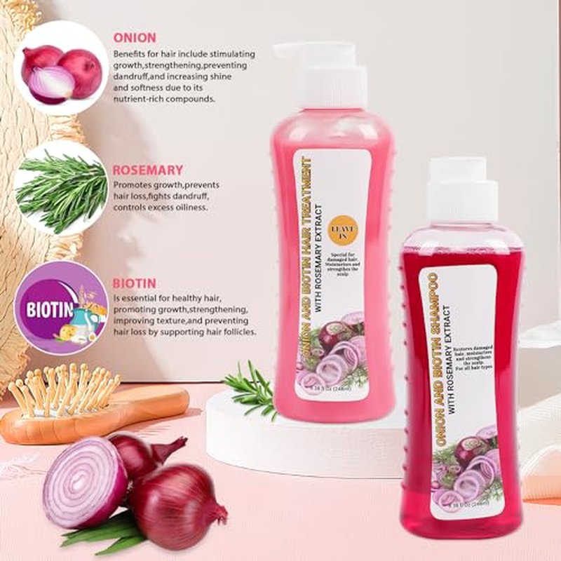 Biotin Onion Rosemary Shampoo & Treatment Set for Hair Growth