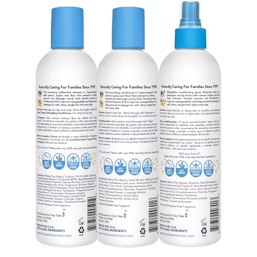Fairy Tales Tangle Tamer Detangling Shampoo and Conditioner for Kids plus Detangling Spray - Ultra Moisturizing and Anti Frizz Protection - Paraben Free, Sulfate Free - 12 Oz (3 pack)