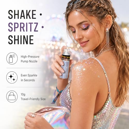 Go Ho Rainbow Glitter Spray - Ultra-Fine Hair & Body Sparkle